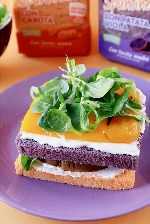 Spuntinelle con carota e Spuntinelle patata viola &#8211; Sandwich colorato di ferragosto