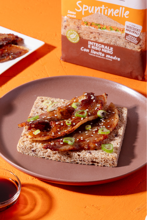 Spuntinelle integrale e riso nero &#8211; Spuntinelle Teriyaki bacon